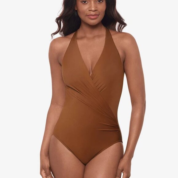 Miraclesuit Wrapsody One Piece swimsuit  Style# 6523049  bronze US 12  New - Picture 1 of 2